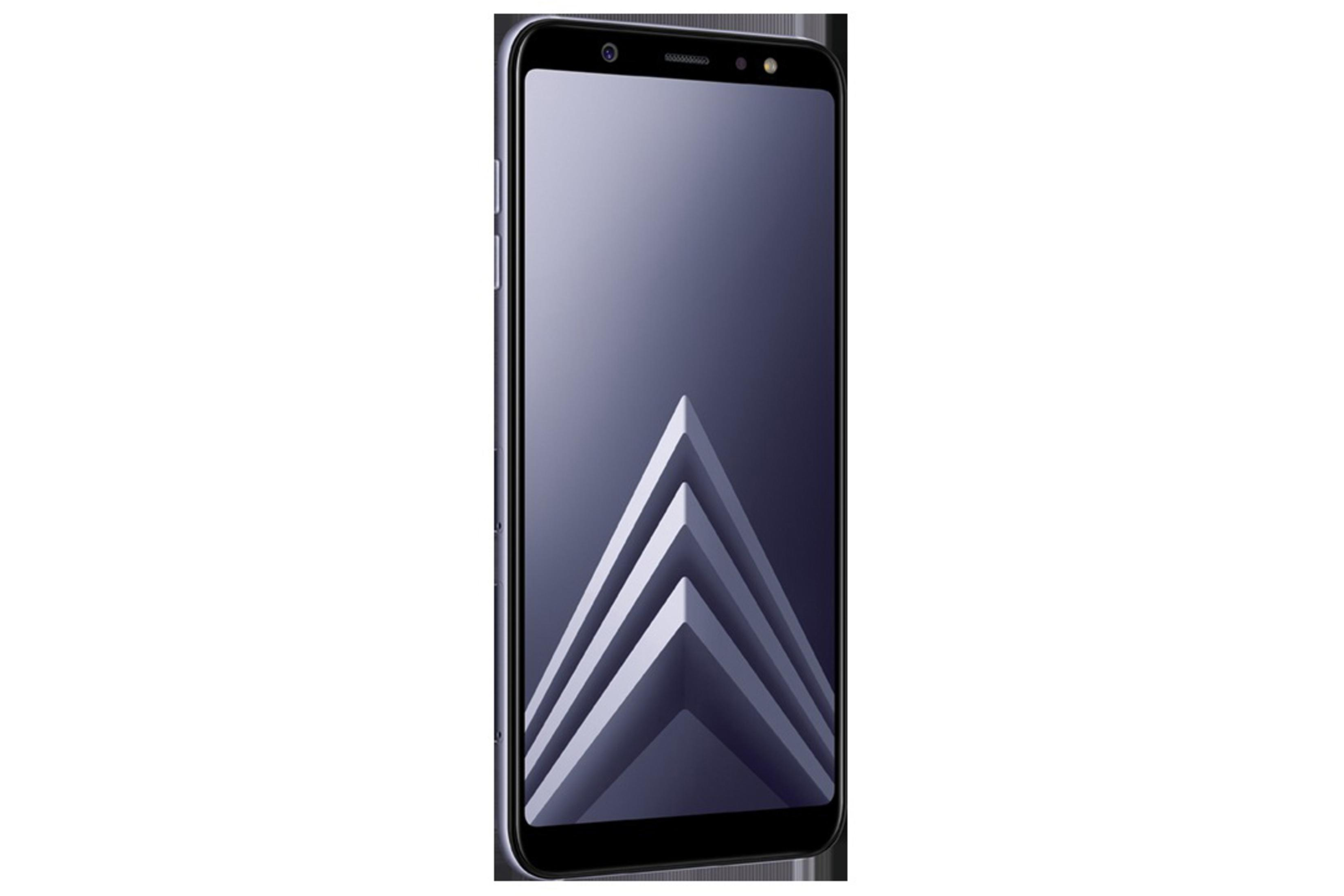 Schwarzes Smartphone auf Weiß, das ein dunkles abstraktes Bild auf dem Bildschirm zeigt. Der Hintergrund ist weiß.