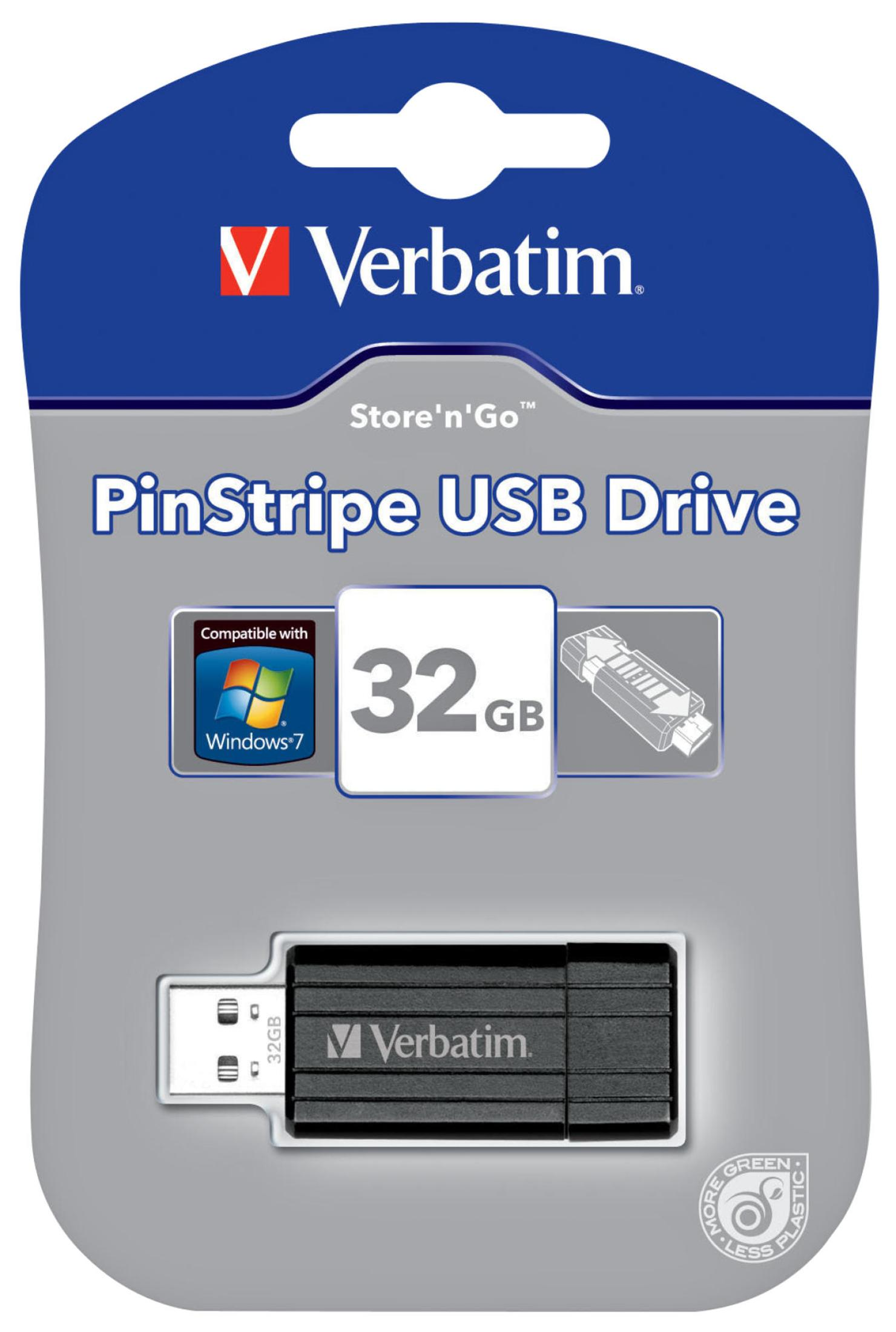 Pendrive Verbatim w opakowaniu. Dysk jest czarny z logo Verbatim.