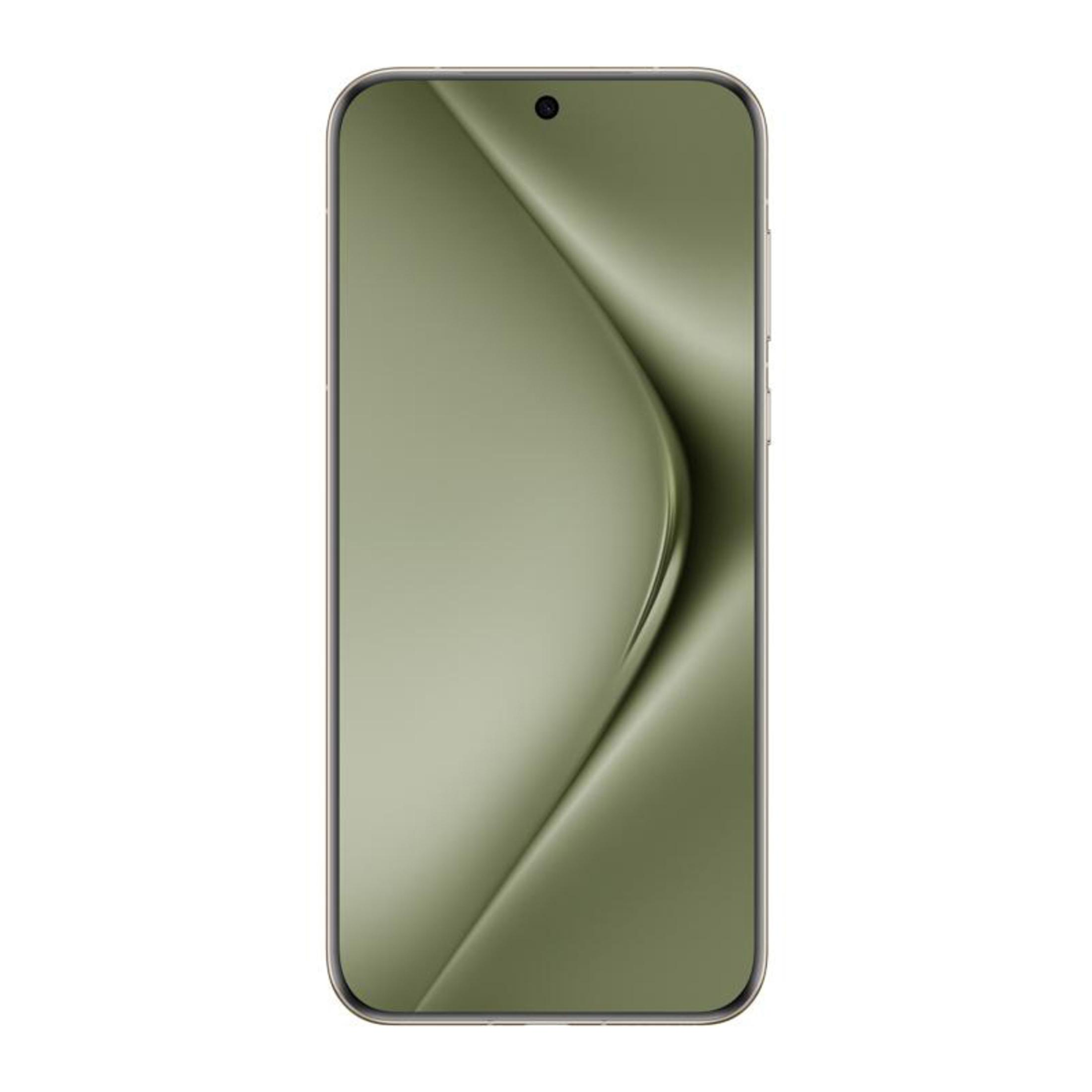 Srebrno-zielony smartfon z aparatem u góry.