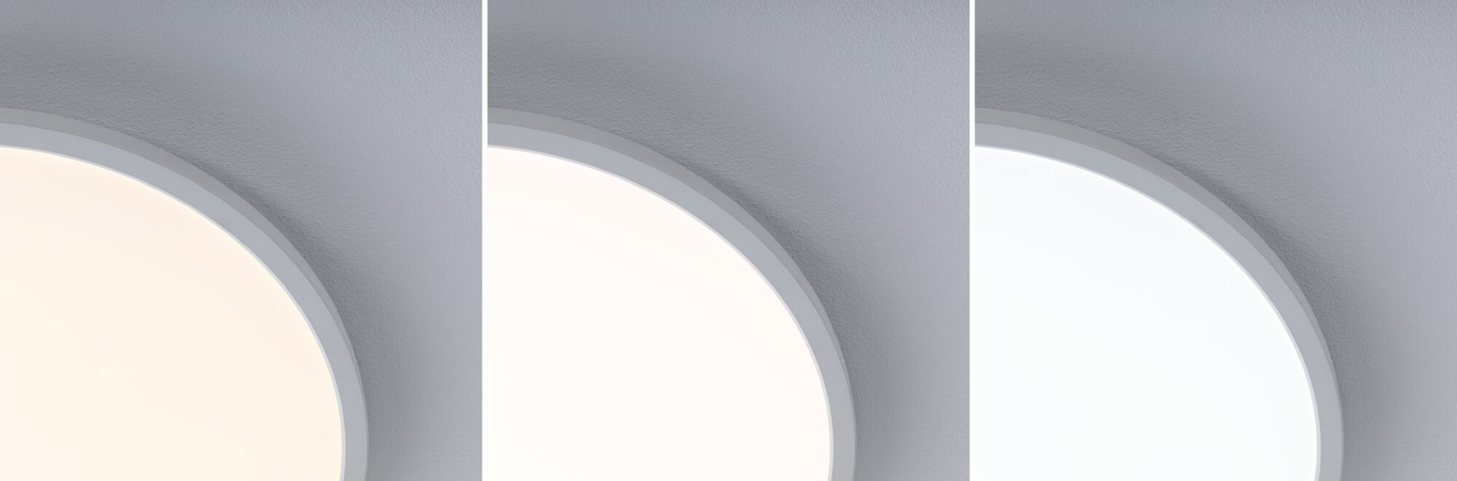 Drei kreisförmige Lichter, verschiedene Lichtschattierungen von gelb bis weiß.