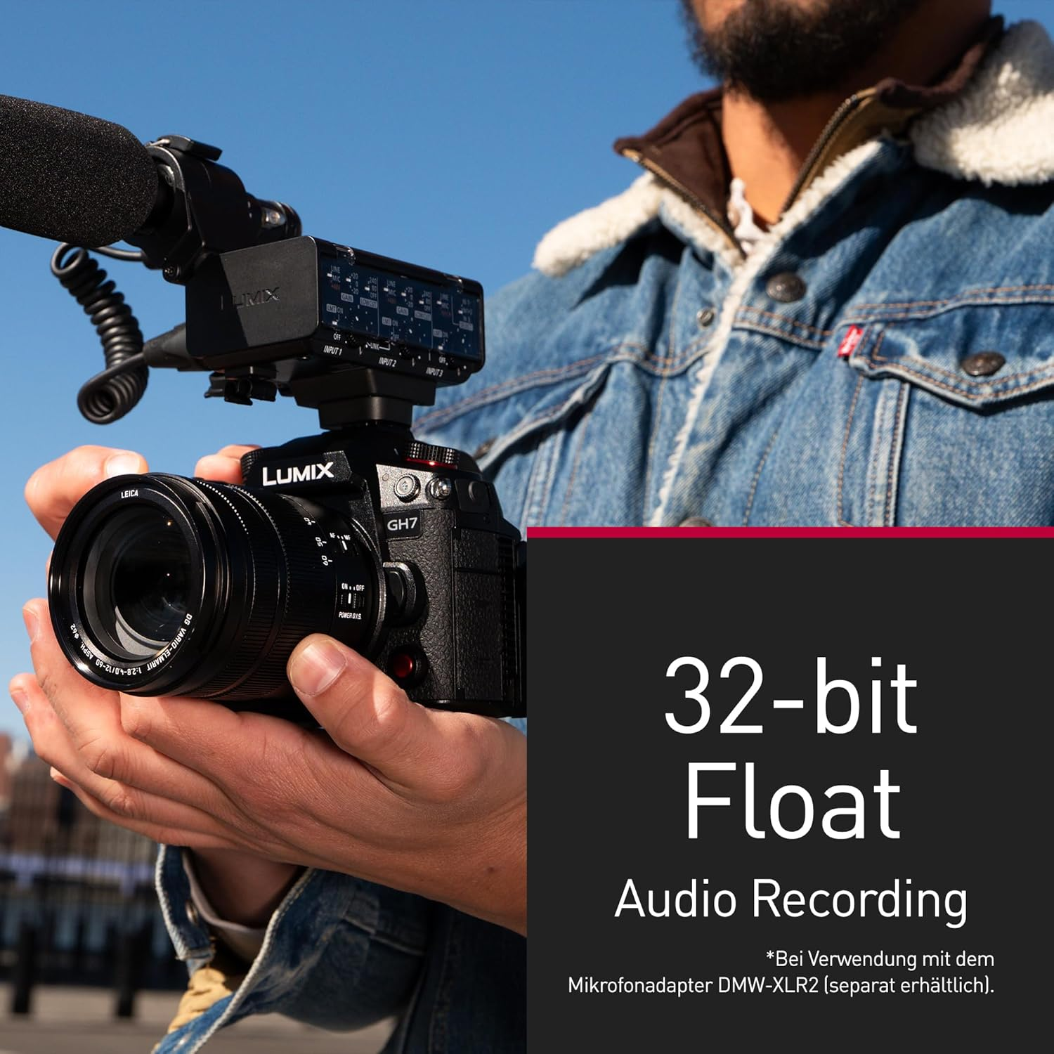 Mann hält Kamera, Audiodetails.