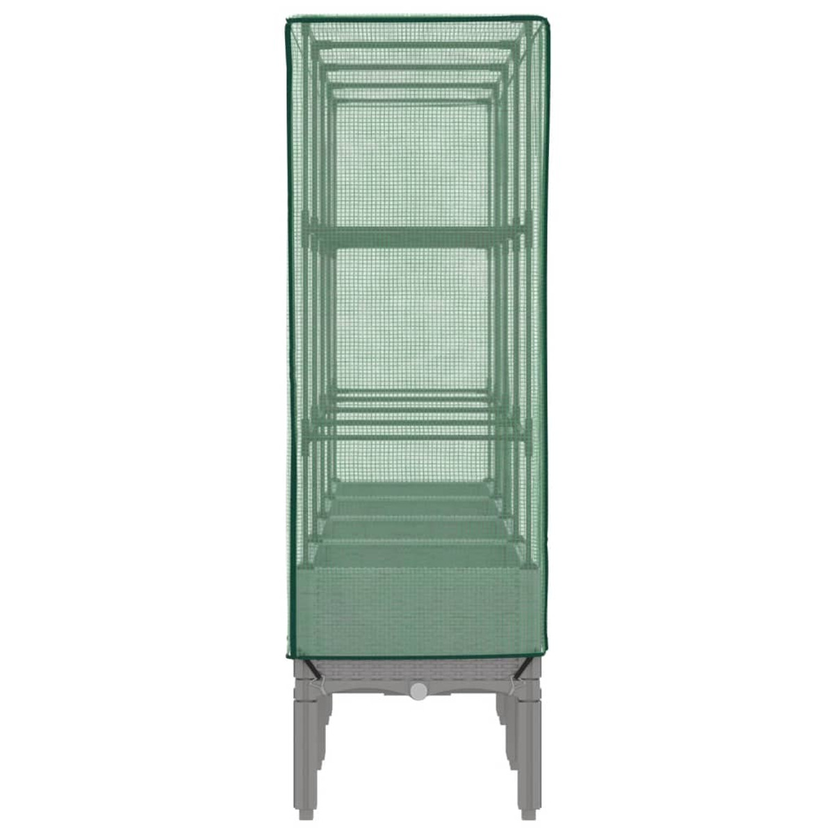 Serra rettangolare alta con copertura a rete verde.