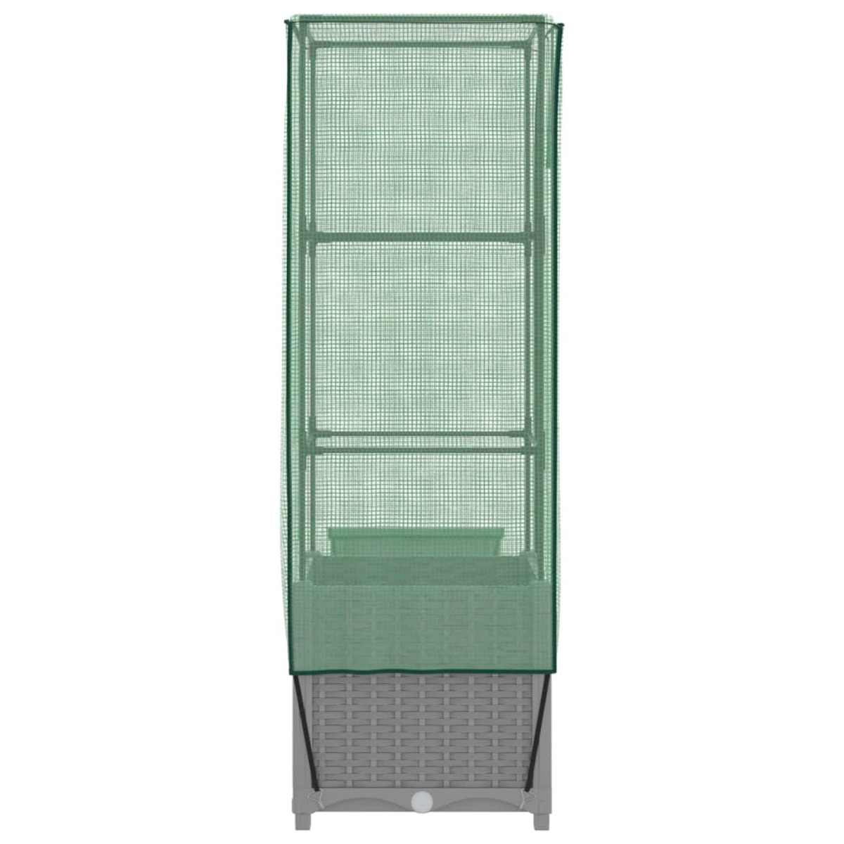 Serra a rete verde con base grigia su sfondo bianco.