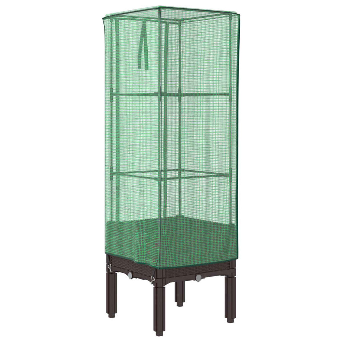 Una serra verde alta con base marrone, su sfondo bianco.