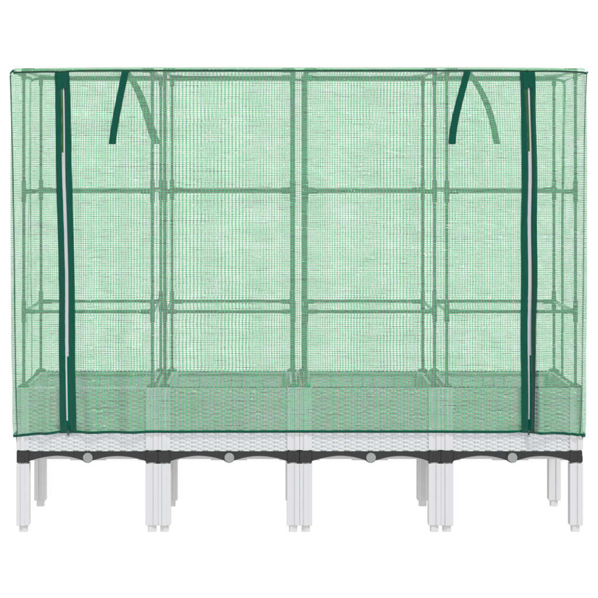 Serra. Rete verde. Base bianca e marrone. Sfondo bianco.