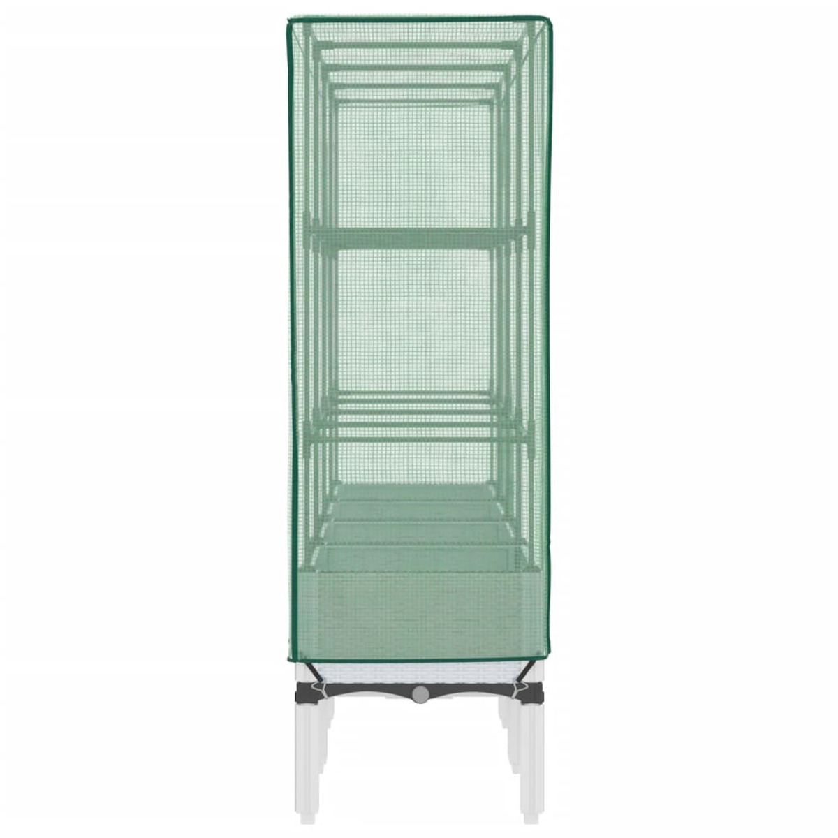 Serra verde con ripiani e base bianca, su sfondo bianco.