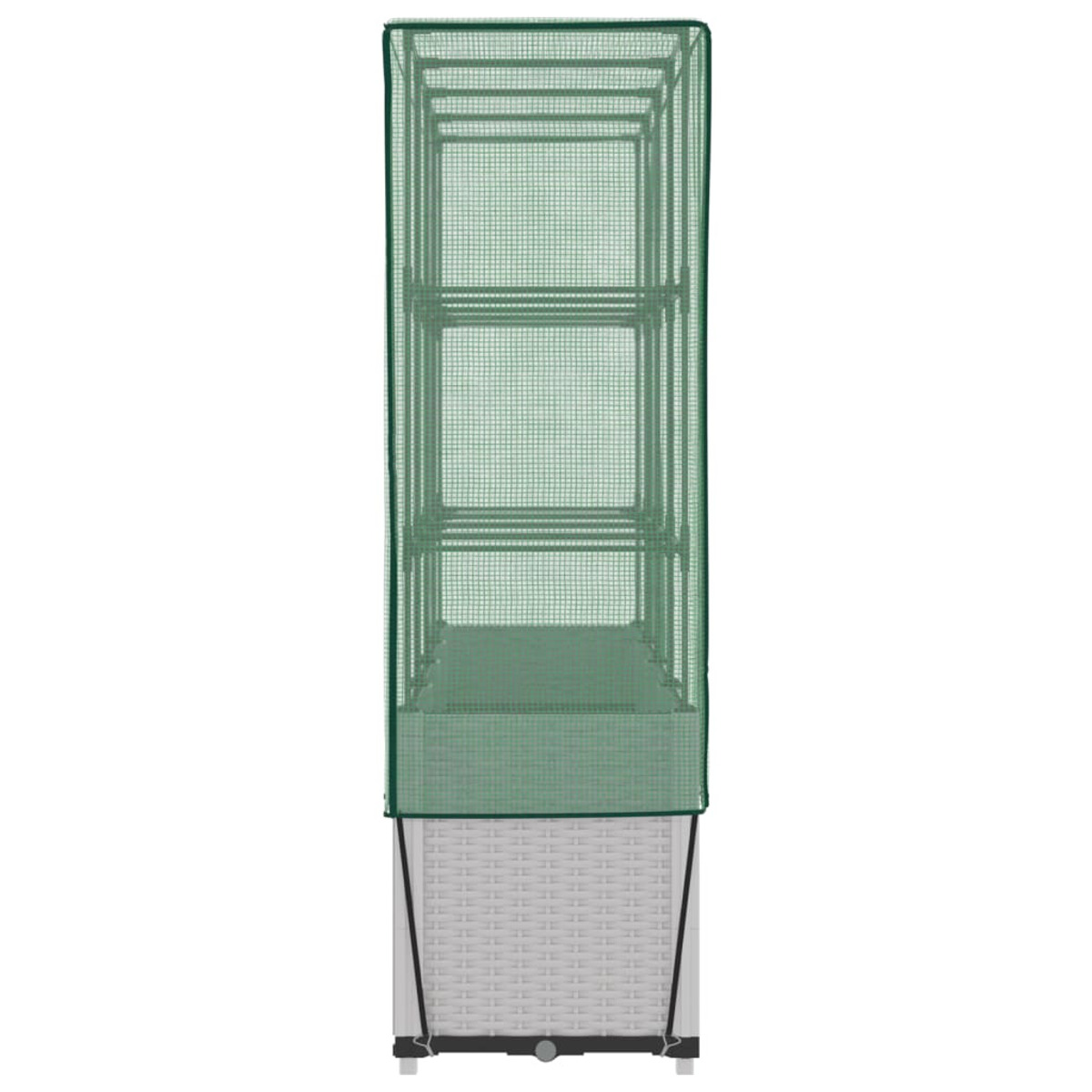 Serra verde con ripiani, su base bianca con sfondo bianco.
