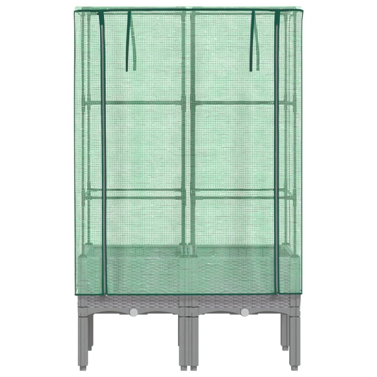 Una serra verde con base grigia su sfondo bianco.