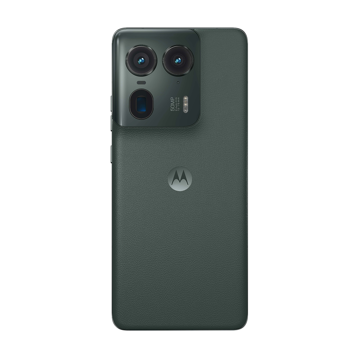 Ciemnozielony telefon z dwoma obiektywami aparatu.