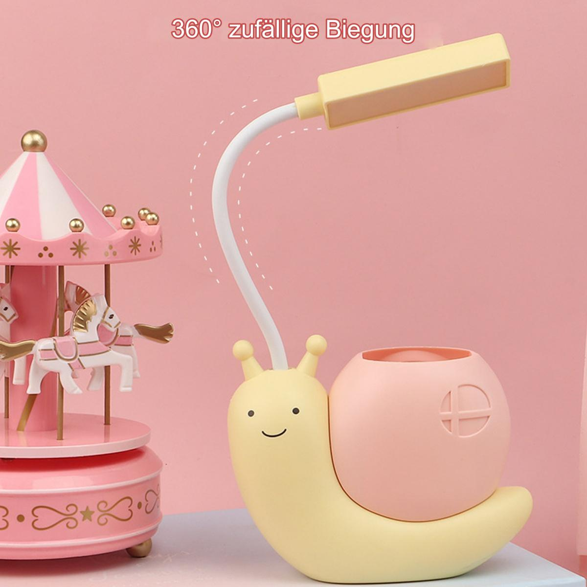 Eine dekorative Lampe mit Schnecken- und Karussell-Design. Das Licht ist gelb und der Hintergrund ist rosa.