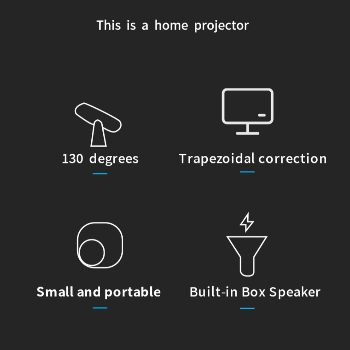 Icon-Set. Projektor, Computermonitor, klein und tragbar, eingebauter Lautsprecher.
