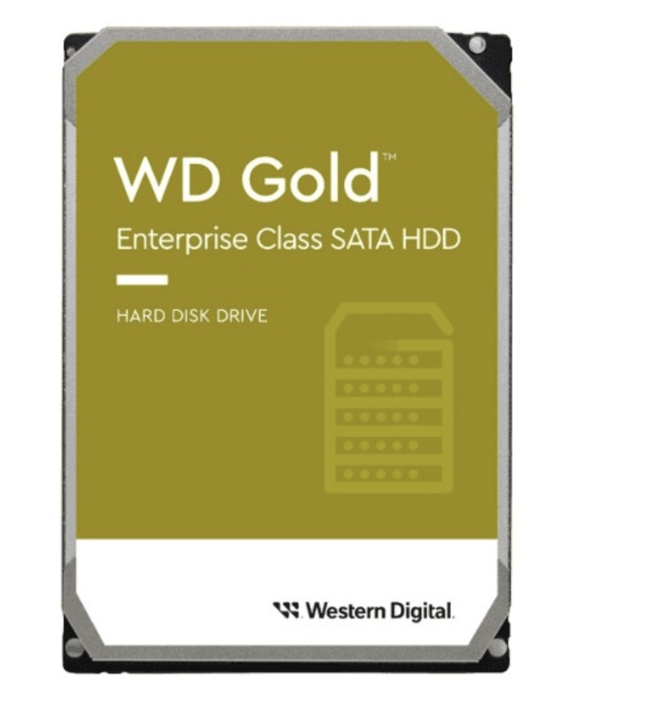 Dysk twardy WD Gold z etykietą specyfikacji.