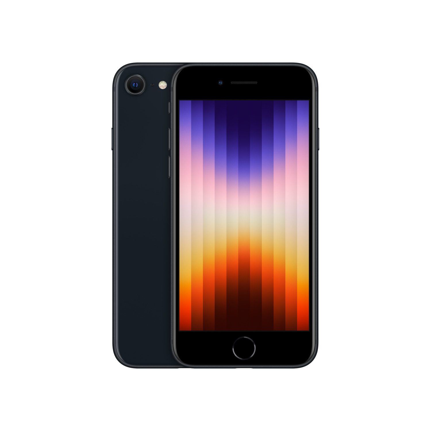 Schwarzes Telefon mit farbenfrohem Bildschirm und schwarzer Rückseite. Buntes Bild.