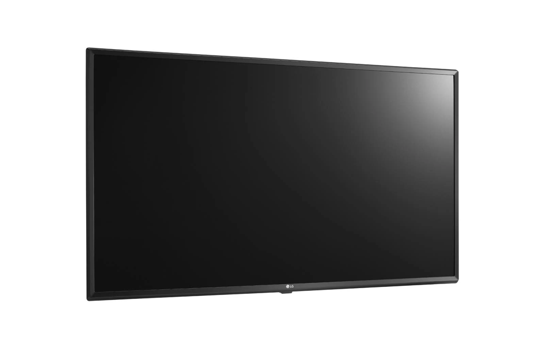 TV nero su sfondo bianco, leggermente angolato.