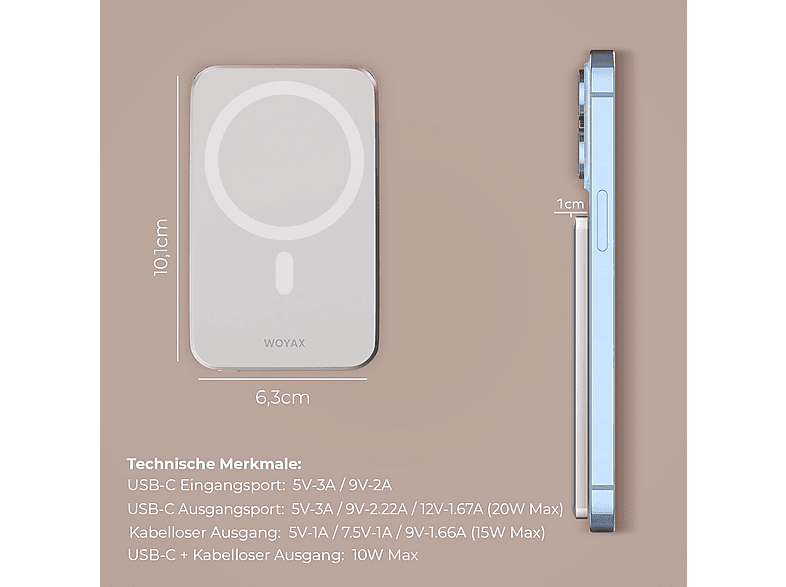 WOYAX Magsafe Powerbank 5000mAh Slim Hızlı Taşınabilir Batarya