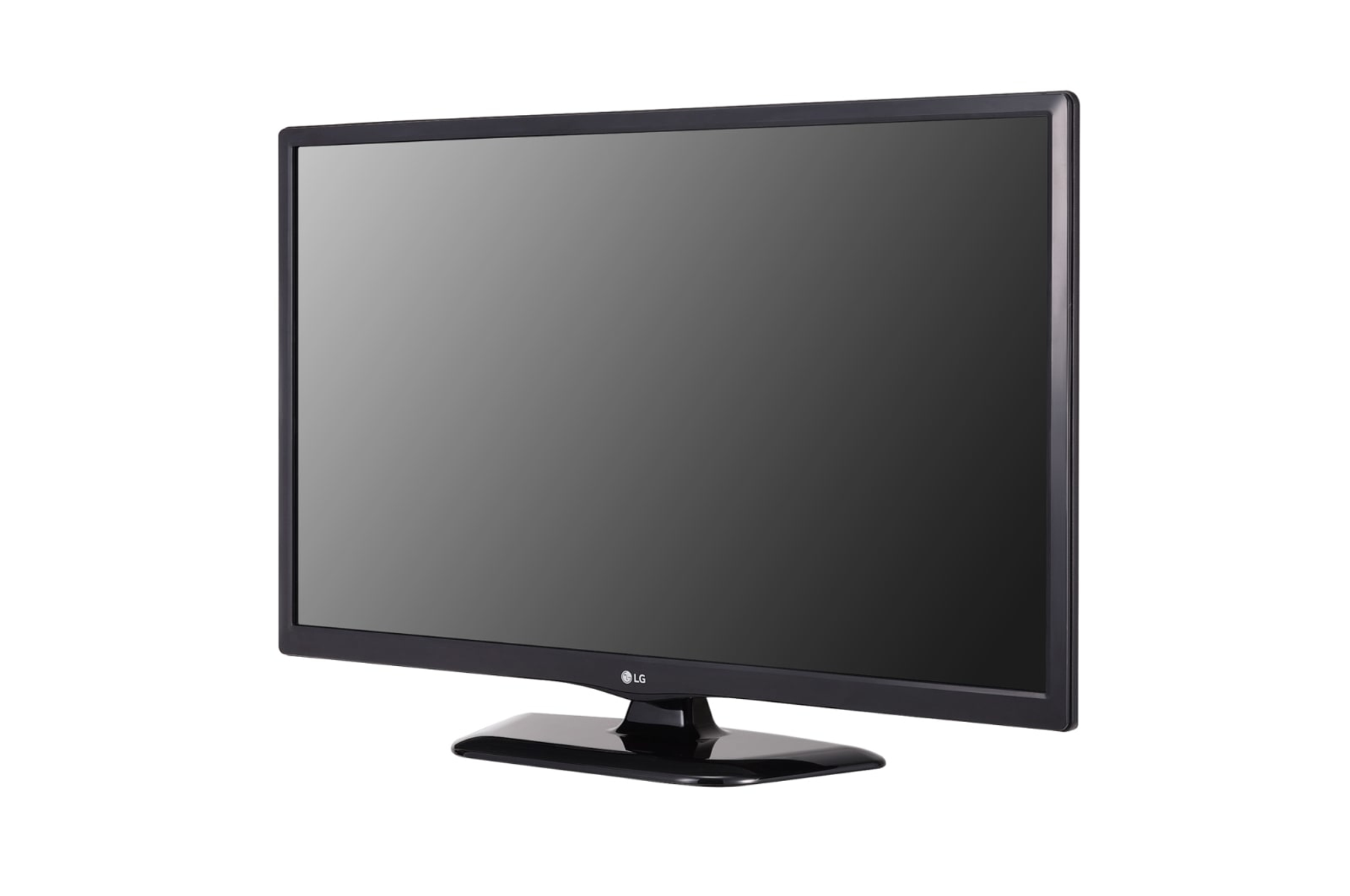 TV LG su sfondo bianco. Cornice nera, leggermente girata di lato.