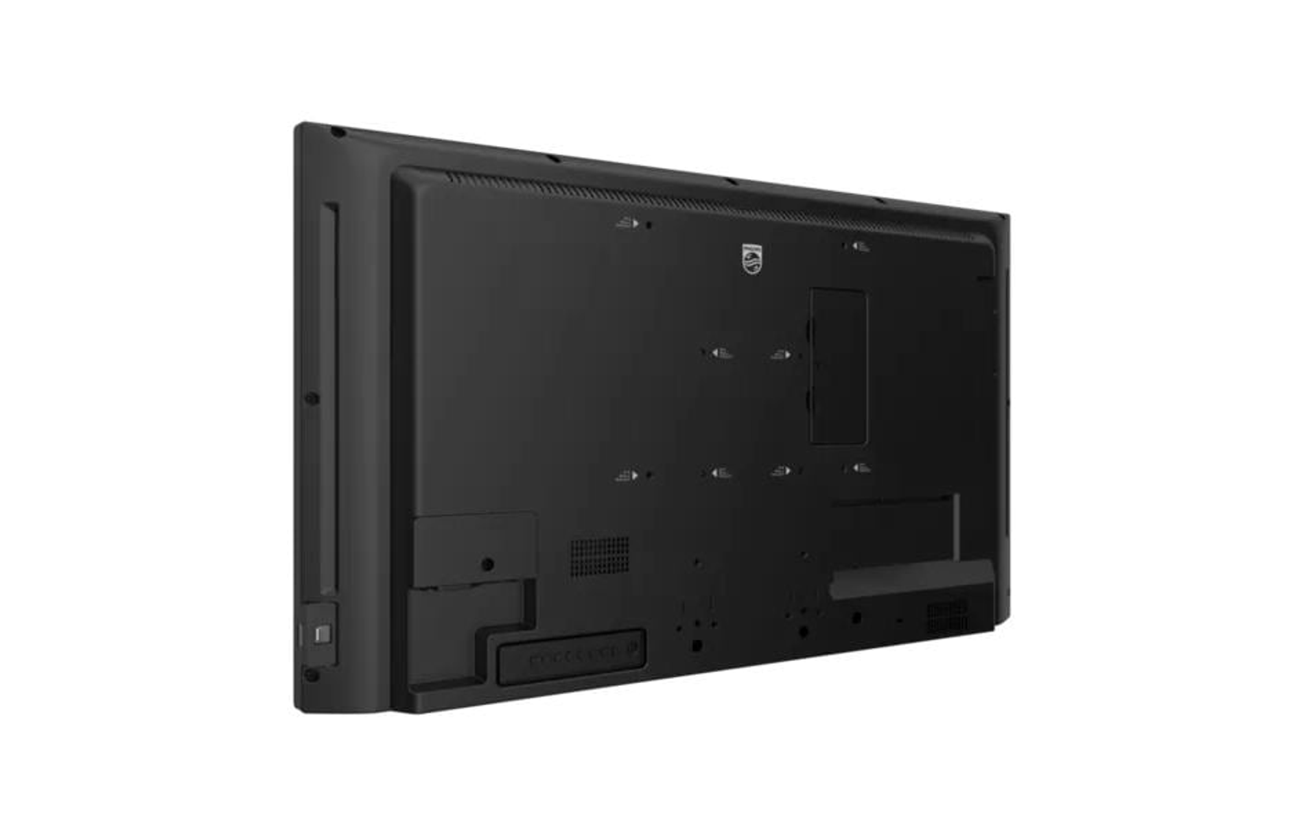 Czarny tył telewizora Philips pokazano na białym tle.