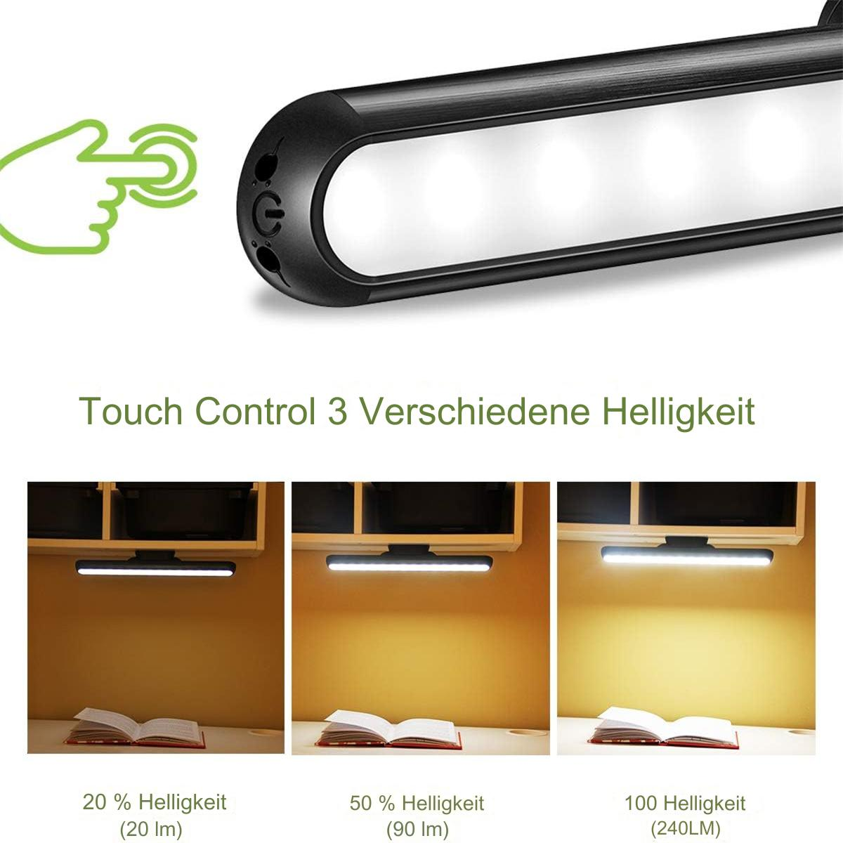 Berührungsgesteuerte LED-Schreibtischlampe mit unterschiedlichen Helligkeitsstufen.