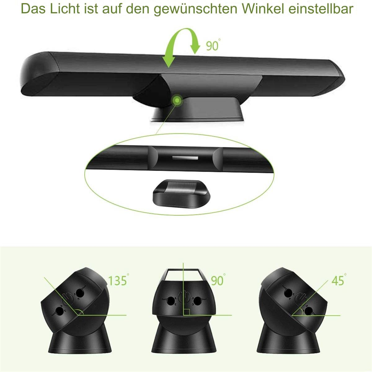 Schwarzes Licht mit mehreren einstellbaren Winkeln, dargestellt mit Diagrammen und Beispielen.