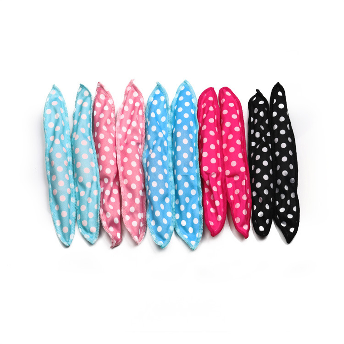 Bunte Haarlocken mit Polka-Punkten.