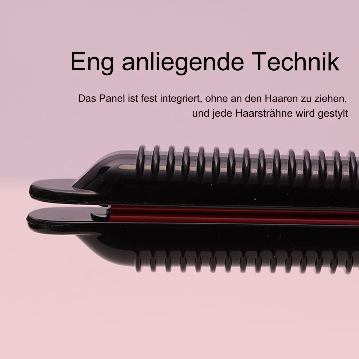 Nahaufnahme eines Haarcrimpers, der die Crimp-Platten zeigt, die sich auf einer Oberfläche spiegeln.