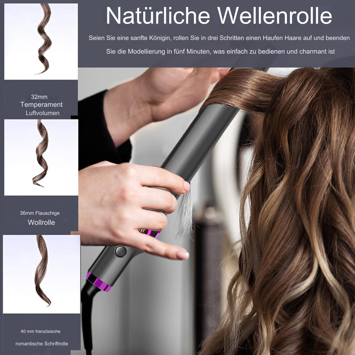 Haare einer Frau werden mit einem Lockenstab gelockt. Verschiedene Nahaufnahmen von Locken.