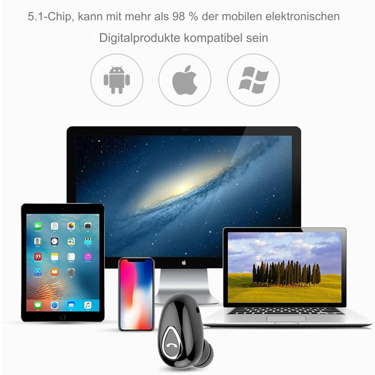 Ein schwarzer Ohrhörer mit einem schwarzen Ohrhörer und einer Reihe von Mobilgeräten.