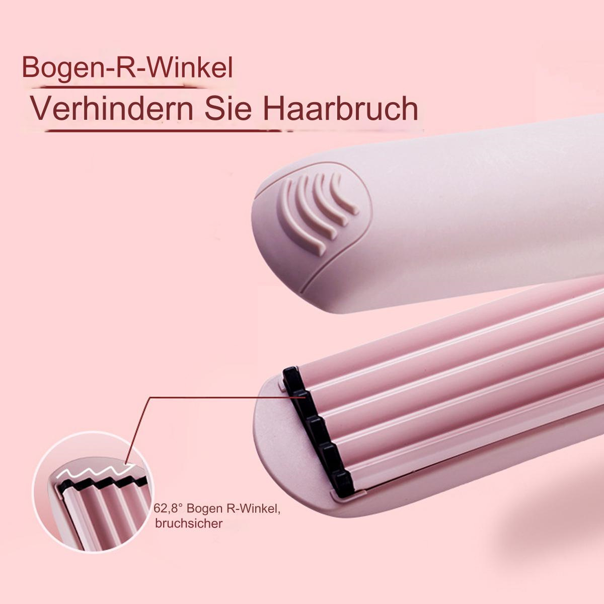 Haarglätter mit gebogenen Platten. Nahaufnahme eines Teils des Glätteisens.