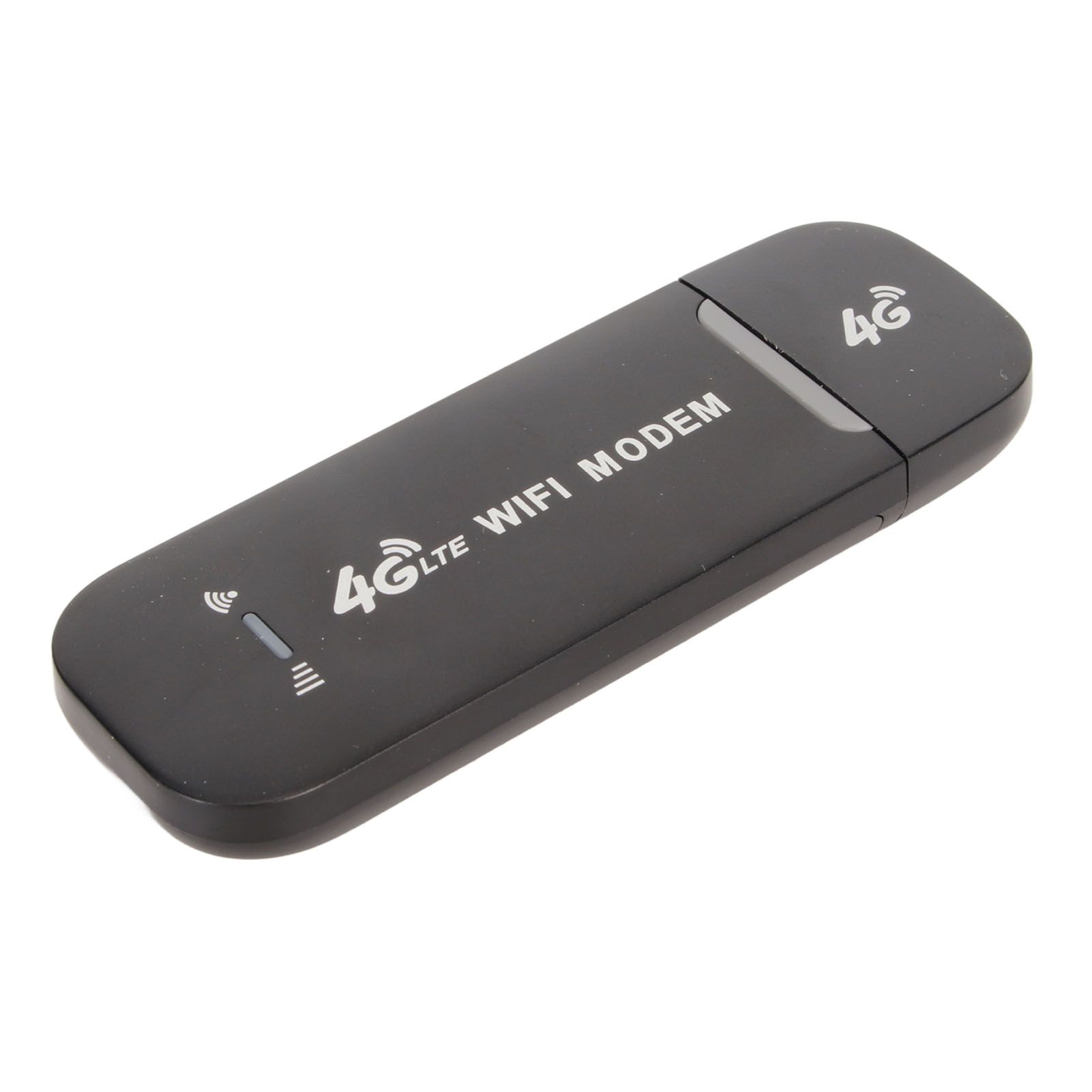 Ein schwarzes 4G WiFi Modem. Der Text '4G LTE WIFI MODEM' steht auf dem Modem.