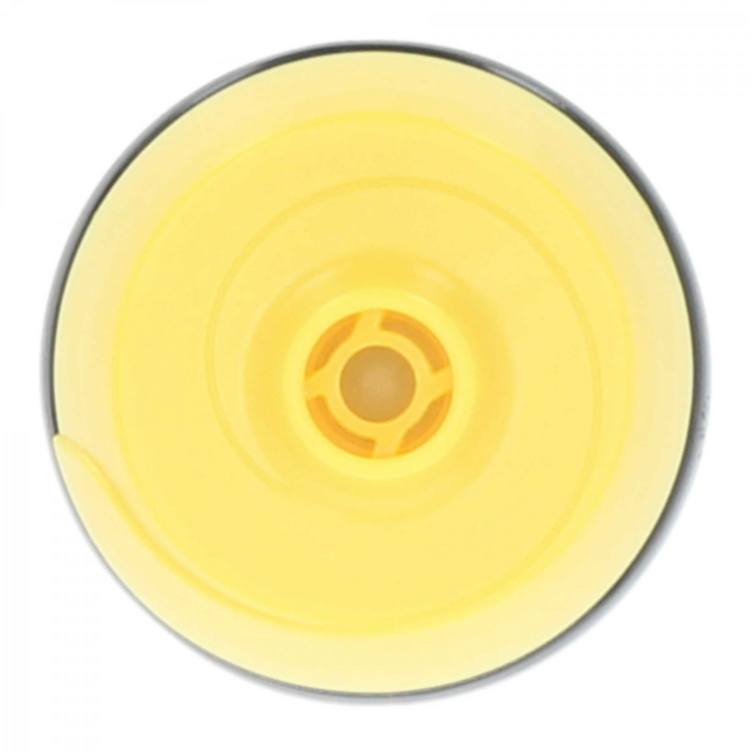 Primo piano di un rotolo di nastro adesivo giallo. Il centro ha un foro.