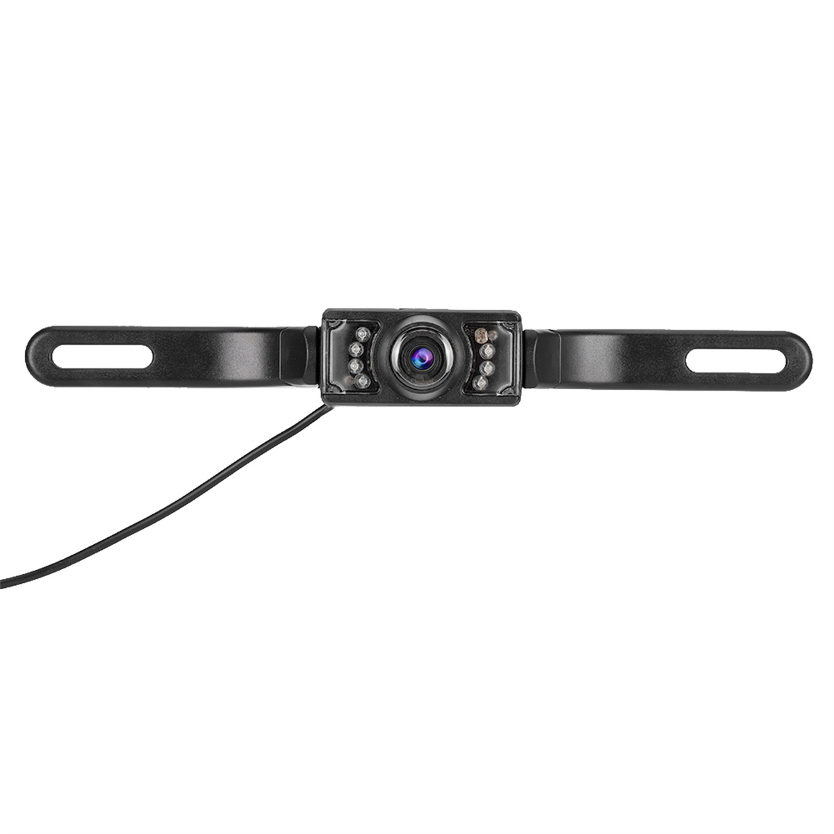 Rückfahrkamera für ein Auto, schwarze Farbe. Mit Objektiv und LED-Leuchten.