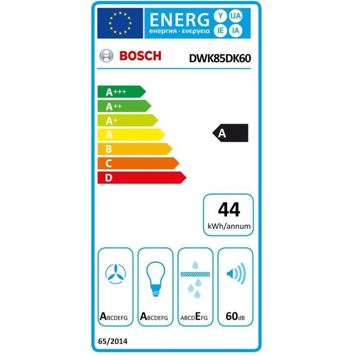 Campana decorativa - BOSCH DWK85DK60, 3 velocidades, 430 m³/h, 790 mm, Negro
