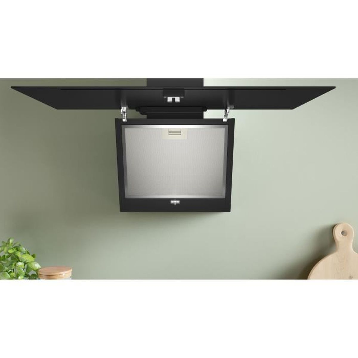 Campana decorativa - BOSCH DWK85DK60, 3 velocidades, 430 m³/h, 790 mm, Negro