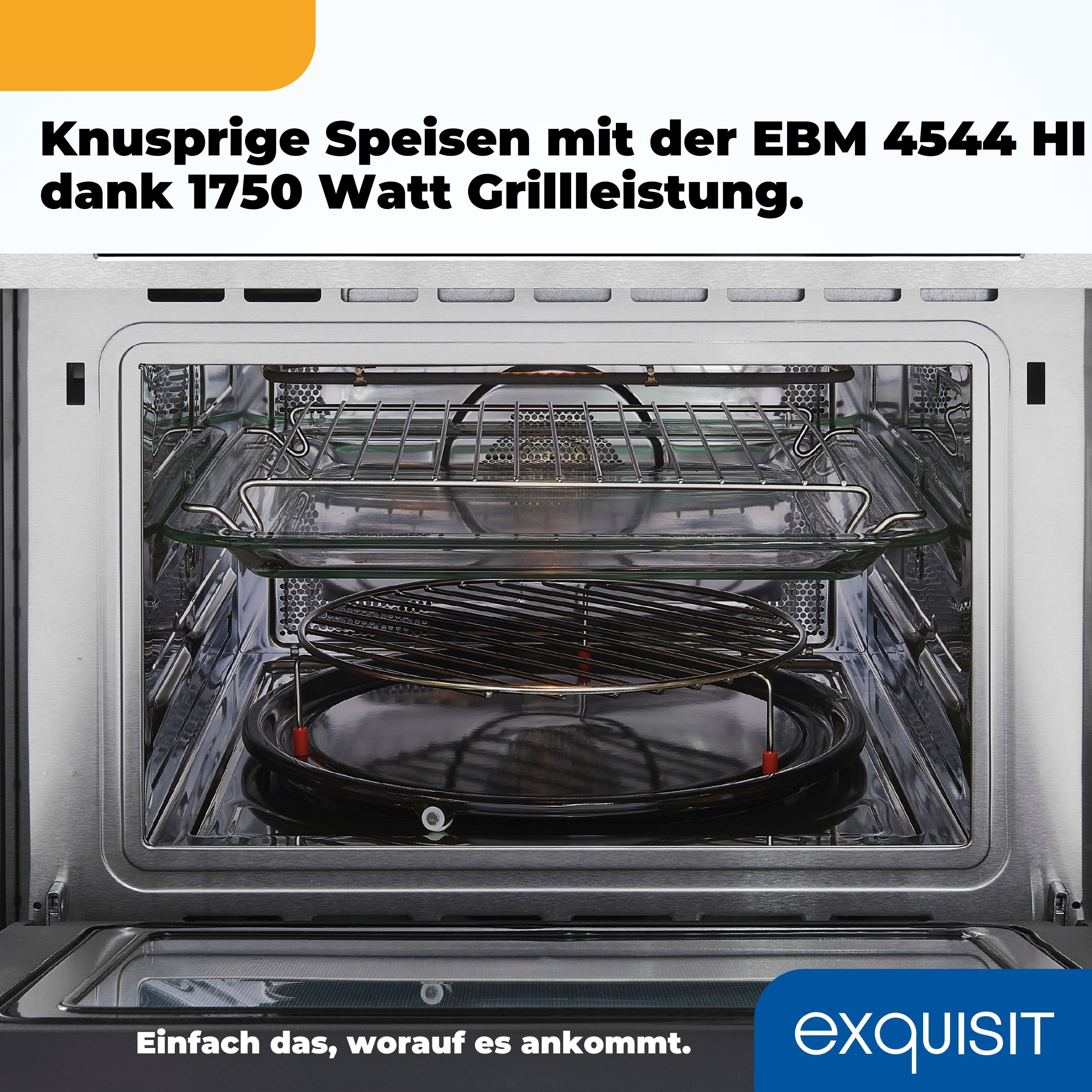 Innenraum eines Mikrowellenofens mit Grill und Kochgestell.