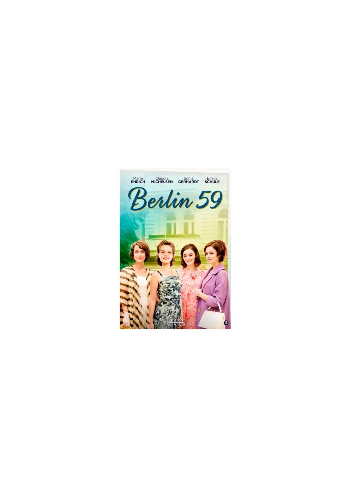 Affiche de film intitulée 'Berlin 59' avec quatre femmes en tenue rétro.
