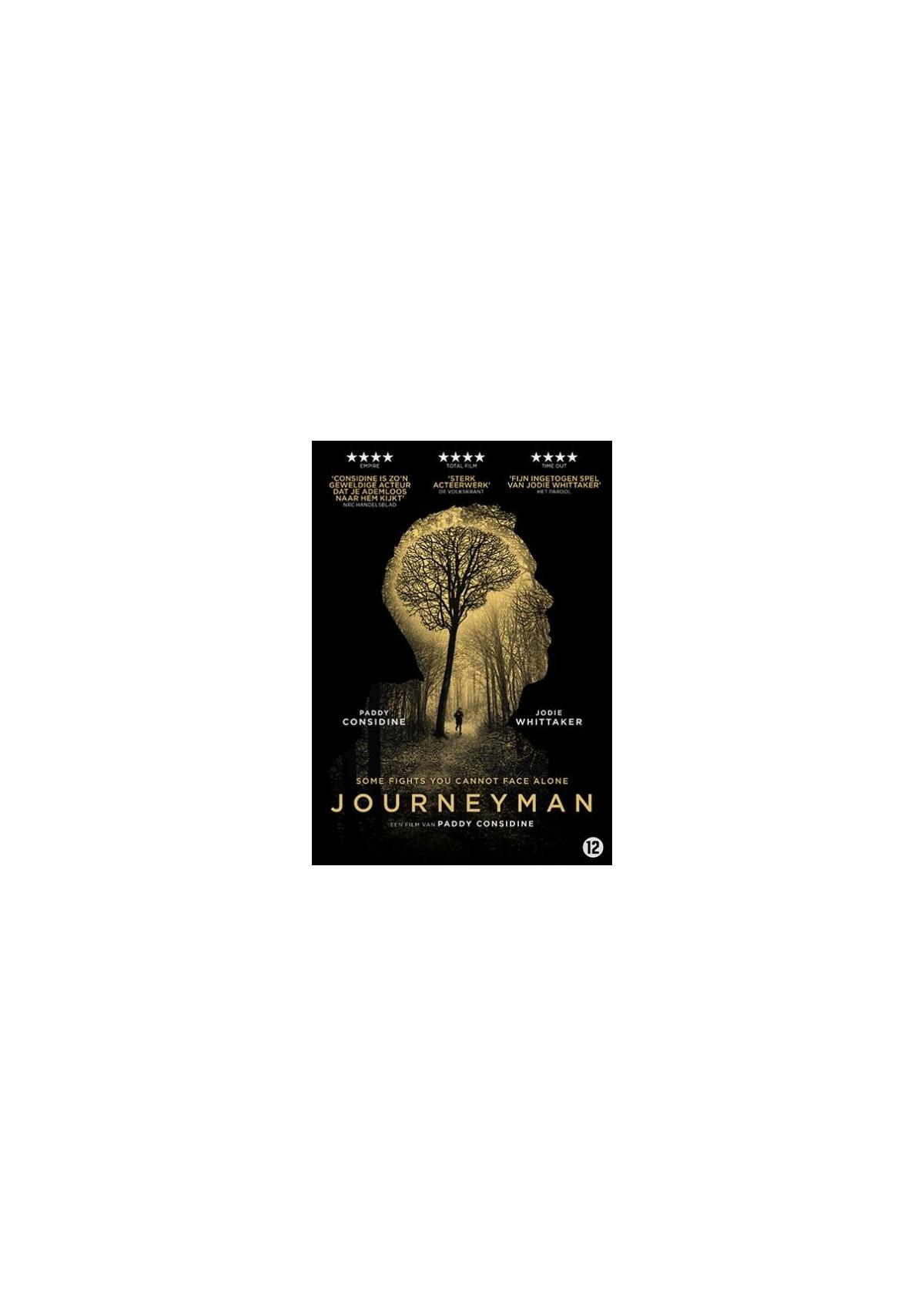 Filmposter 'Journeyman': Silhouet van een man met een boom in zijn hoofd.