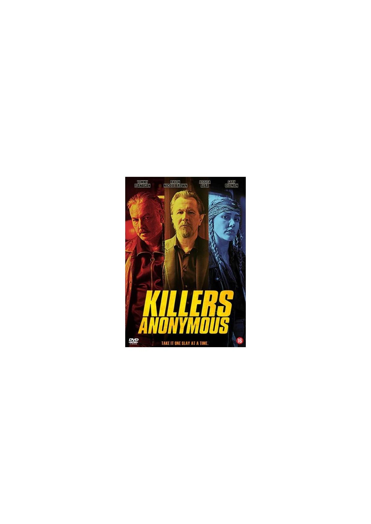Couverture DVD pour 'Killers Anonymous'. Les visages de trois personnes sont affichés. Titre 'Killers Anonymous'.