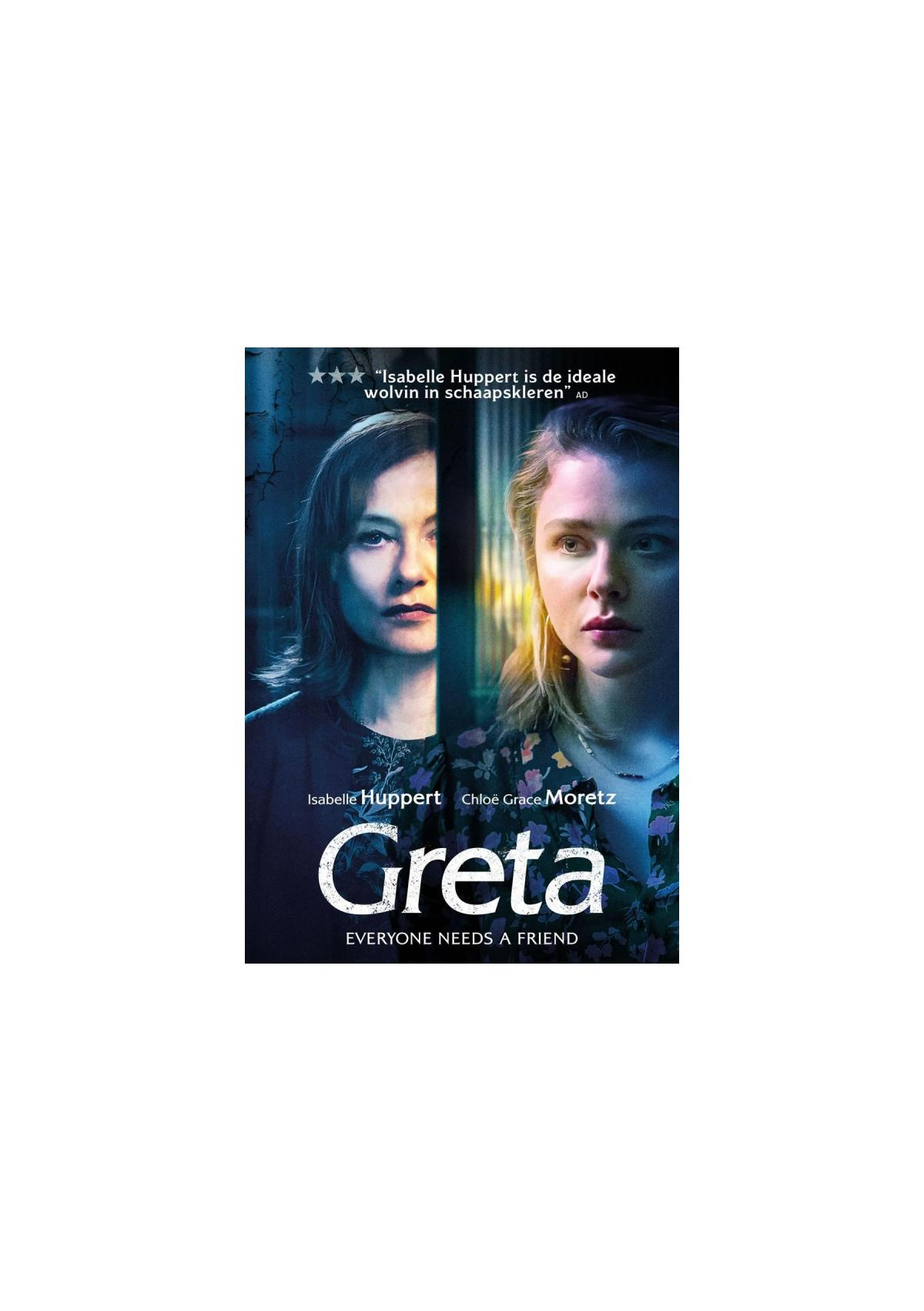 Couverture DVD 'Greta'. Deux visages de femmes, titre 'Greta' au milieu. Citation en haut.