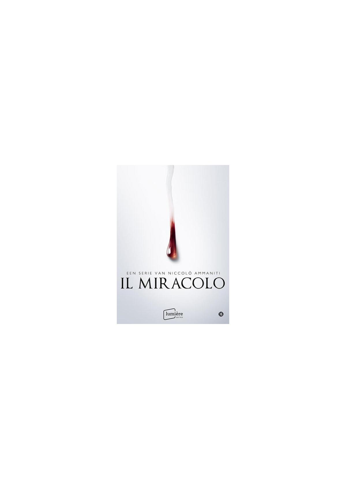 Filmposter: Een druppel rode vloeistof, titel 'Il Miracolo'.