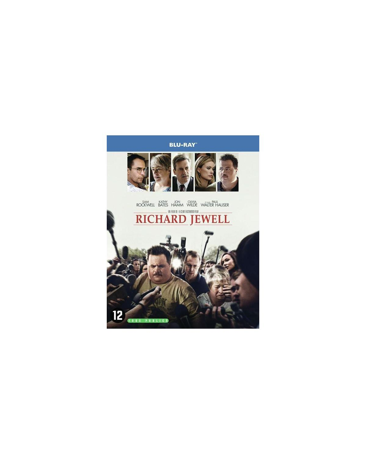 Affiche du film: Richard Jewell. Visages d'acteurs. Foule de personnes en arrière-plan.
