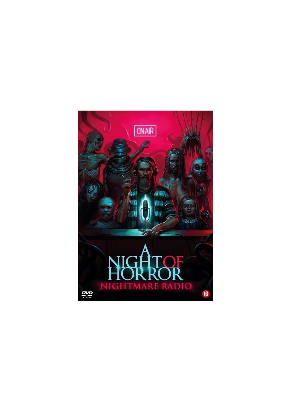 Couverture DVD 'A Night of Horror: Nightmare Radio', avec monstres et une radio.