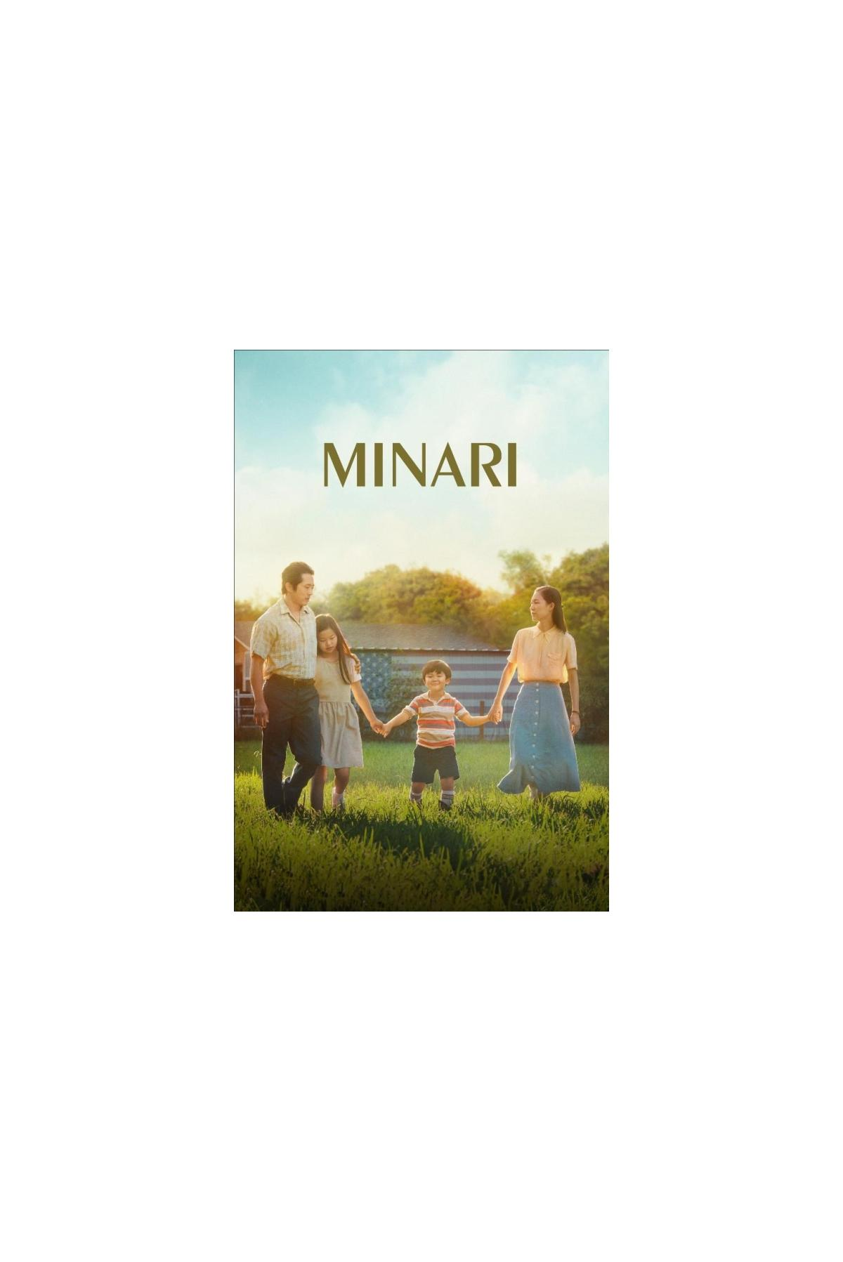 Affiche de film : Famille dans un champ. Titre : Minari.
