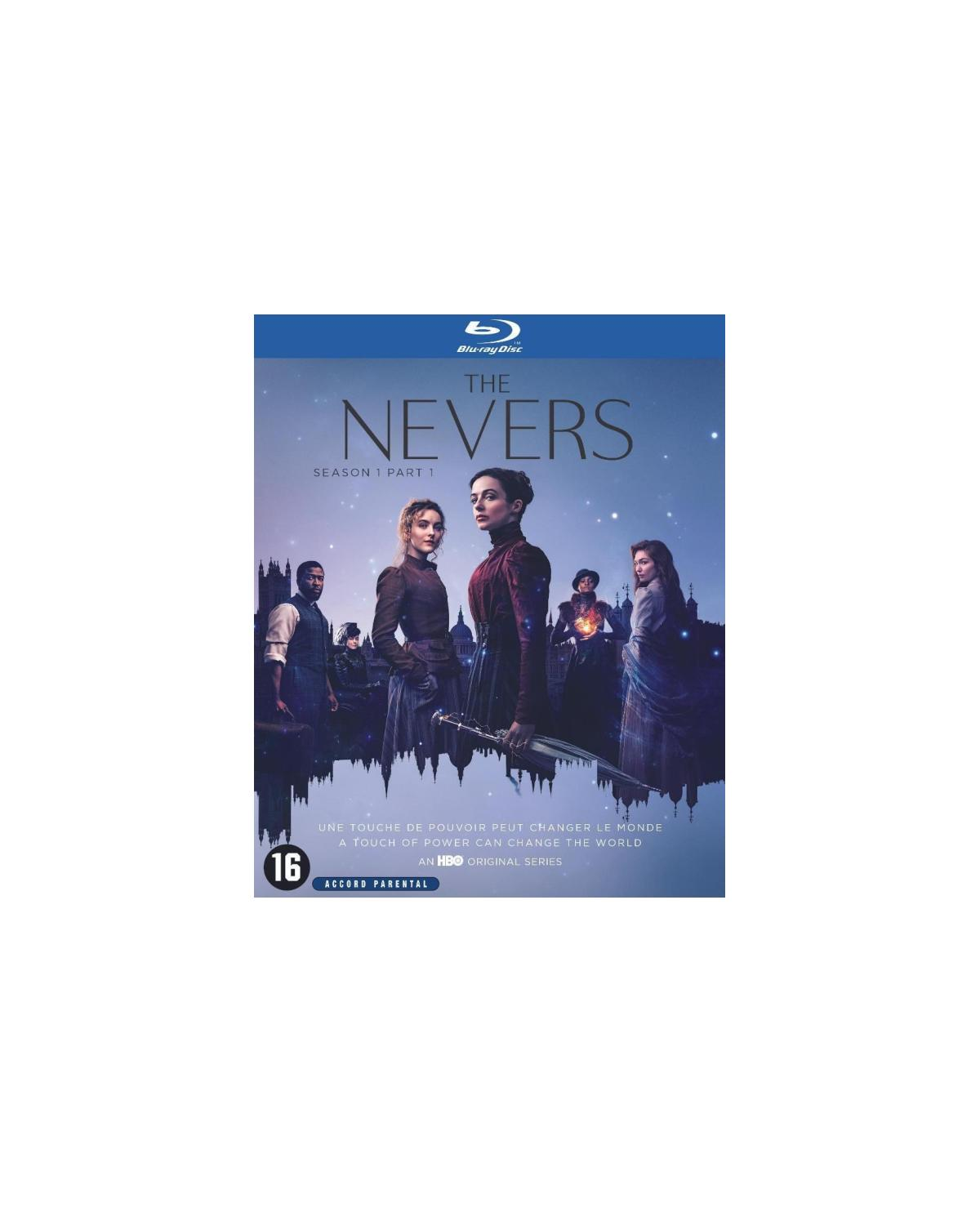Couverture Blu-ray de The Nevers. Groupe de femmes devant un ciel étoilé.