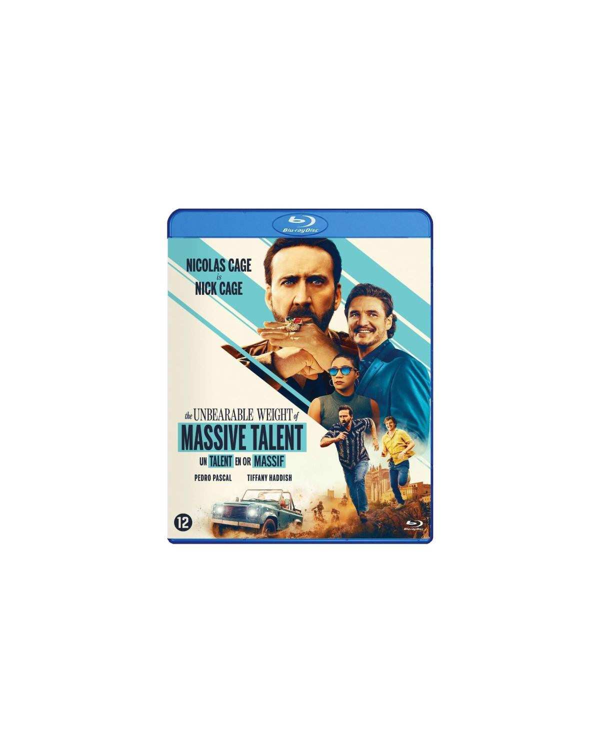 The Unbearable Weight of Massive Talent cover: Nicolas Cage, titel en verschillende personages.