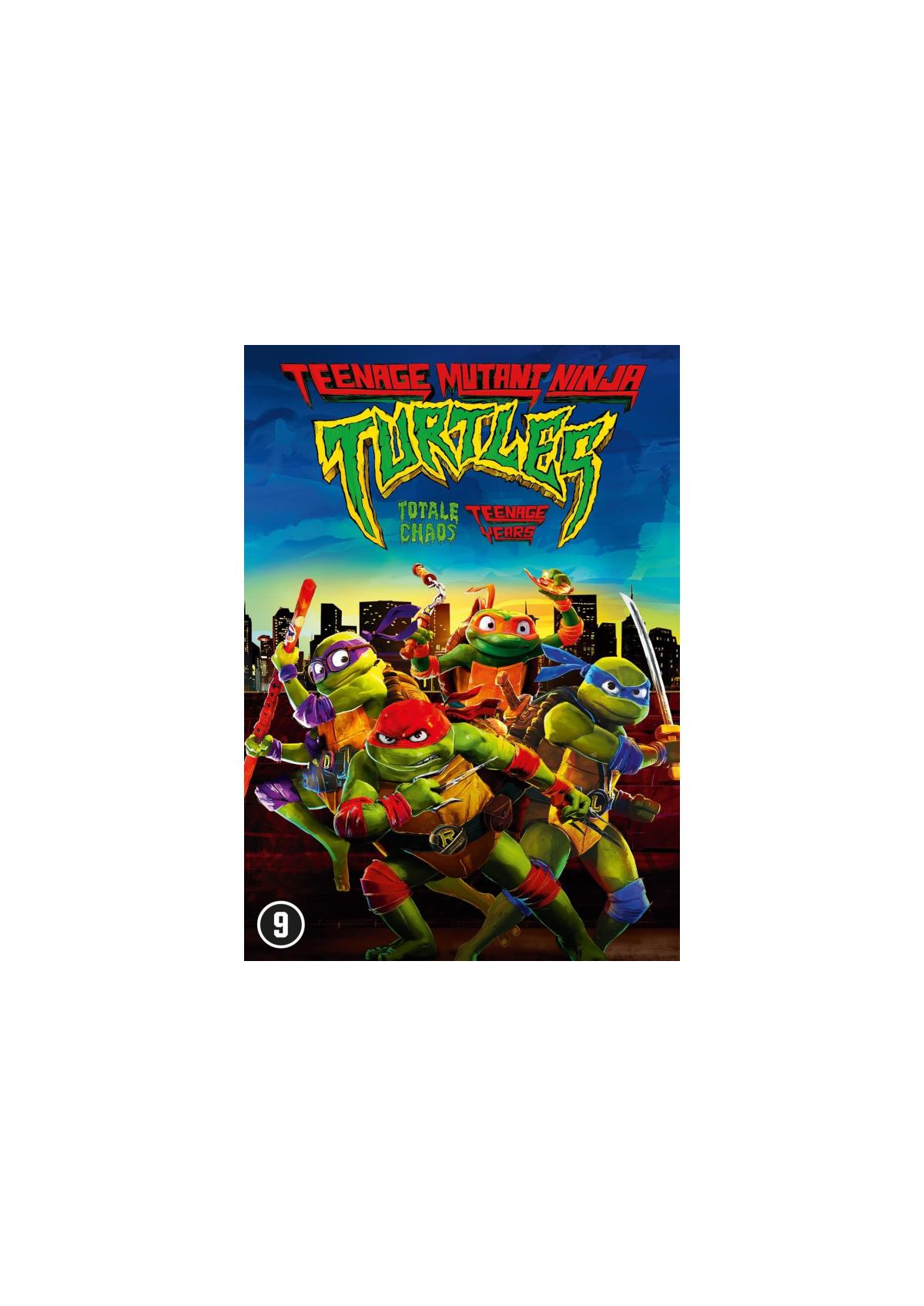 Teenage Mutant Ninja Turtles filmposter. De schildpadden staan in een groep. De titel staat bovenaan in het groen.