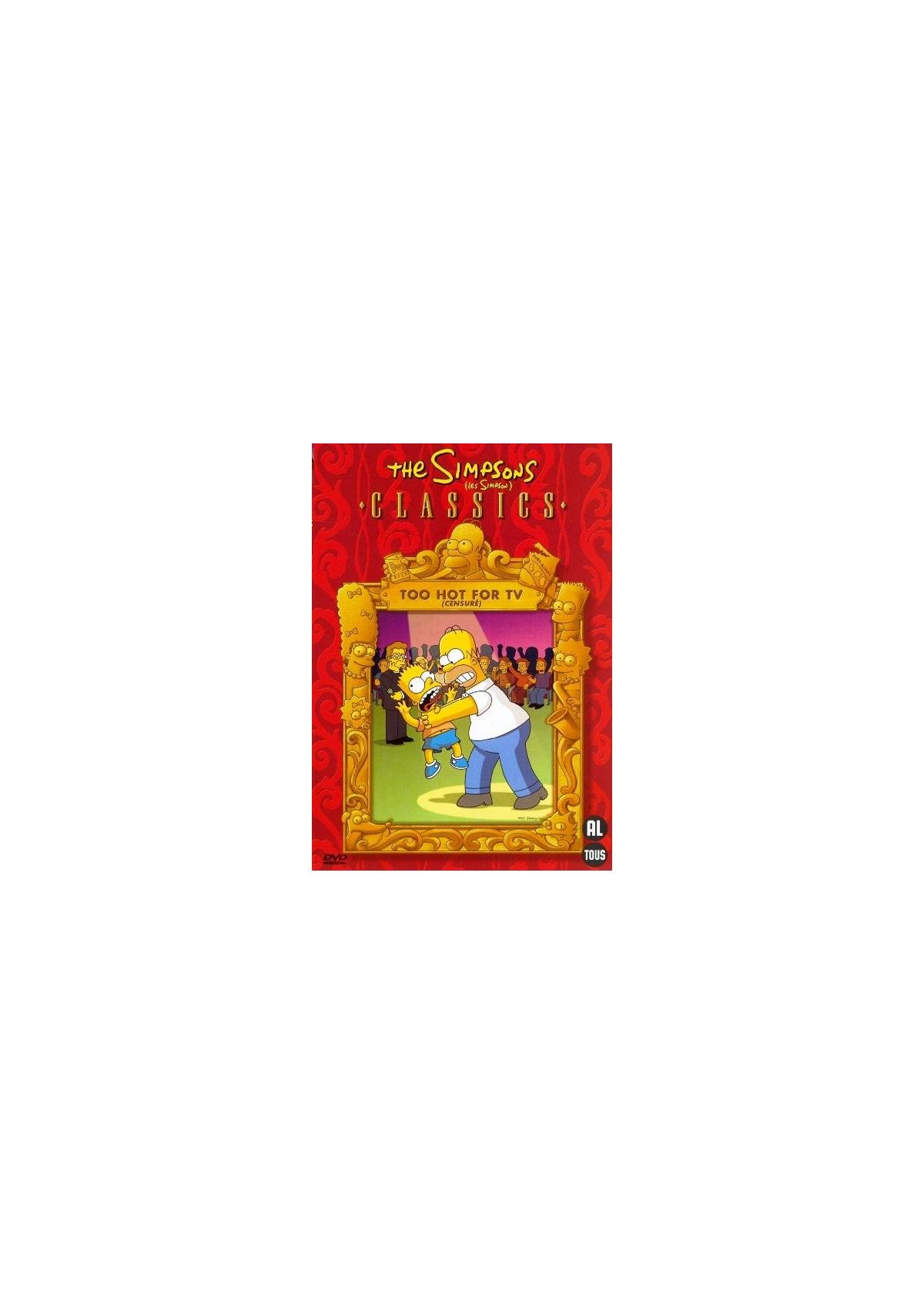 DVD-hoes van 'The Simpsons Classics'. Homer en Bart Simpson omhelzen elkaar.