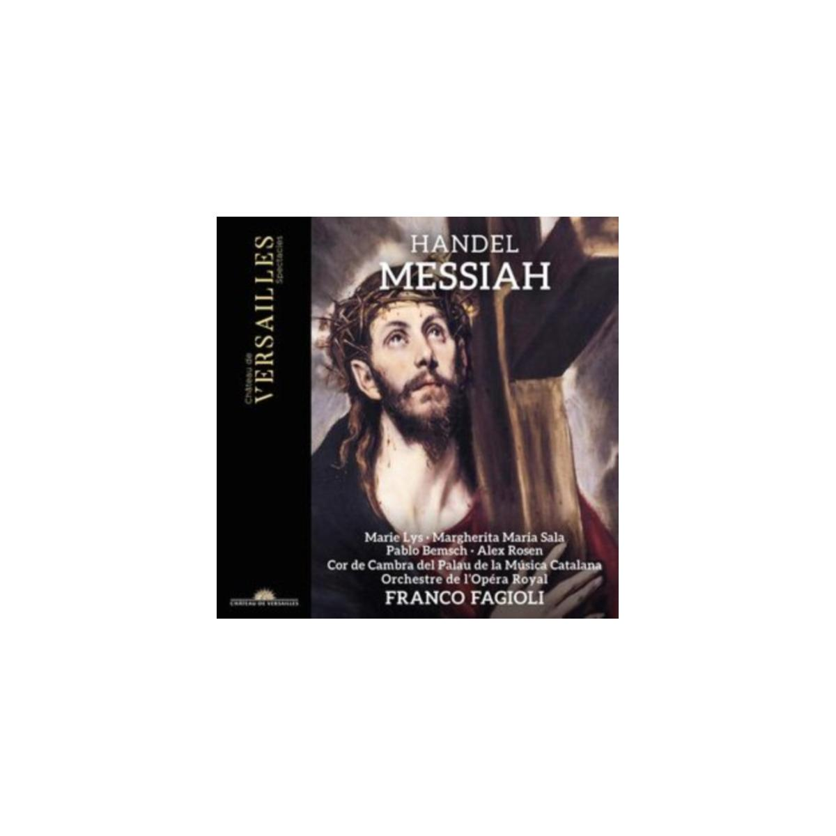 Pochette d'album : Jésus avec croix, texte 'Handel Messiah' et 'Versailles'.