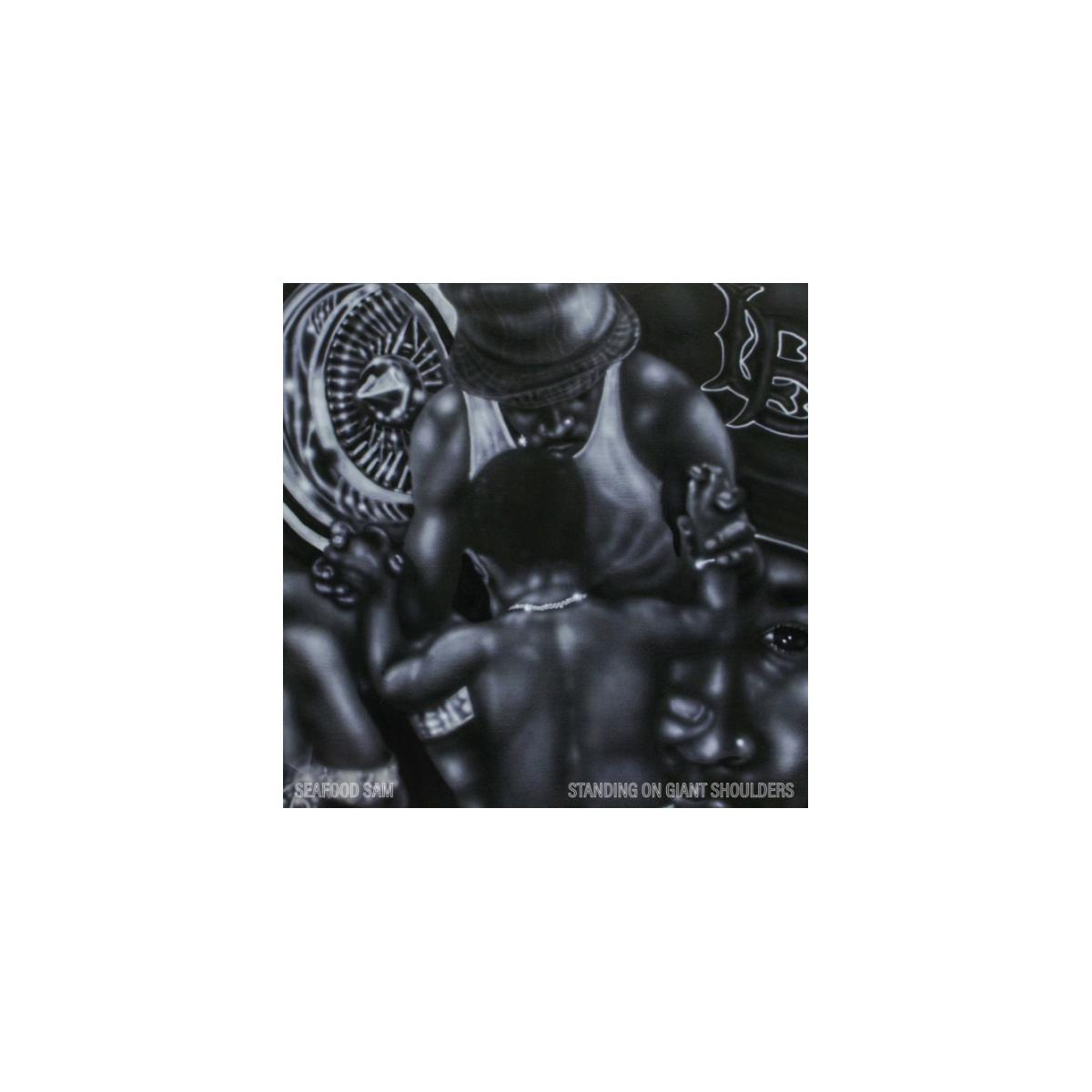 Personnes en noir et blanc, pochette d'album. Album : Seafood Sam, Standing on Giant Shoulders.