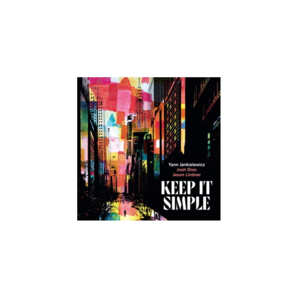 Paesaggio urbano colorato con testo 'KEEP IT SIMPLE' e nomi degli artisti.