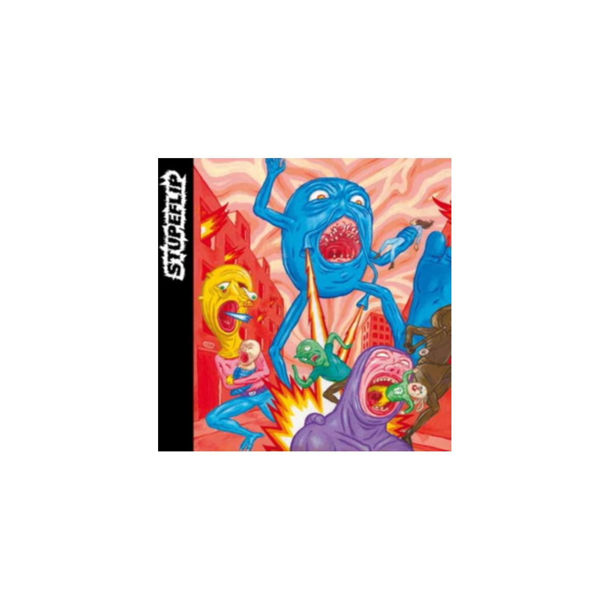 Copertina dell'album: Personaggi dei cartoni animati in azione, esplosioni e testo 'STUPEFLIP'.